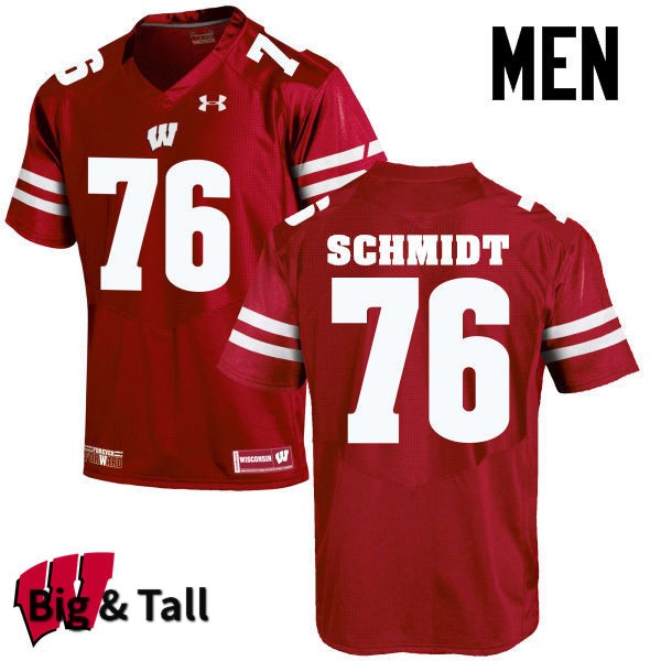 Wisconsin Badgers Men's #76 Logan Schmidt NCAA Under Armour Authentic Red Big & Tall College Stitched Football Jersey QR40J01PQ